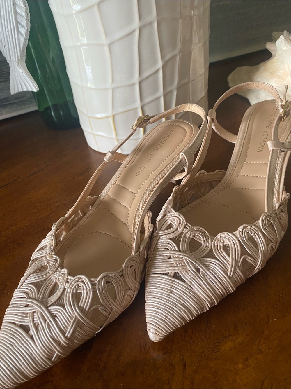 Adrienne Vittadini Blush Beige Braided Slingback Flats